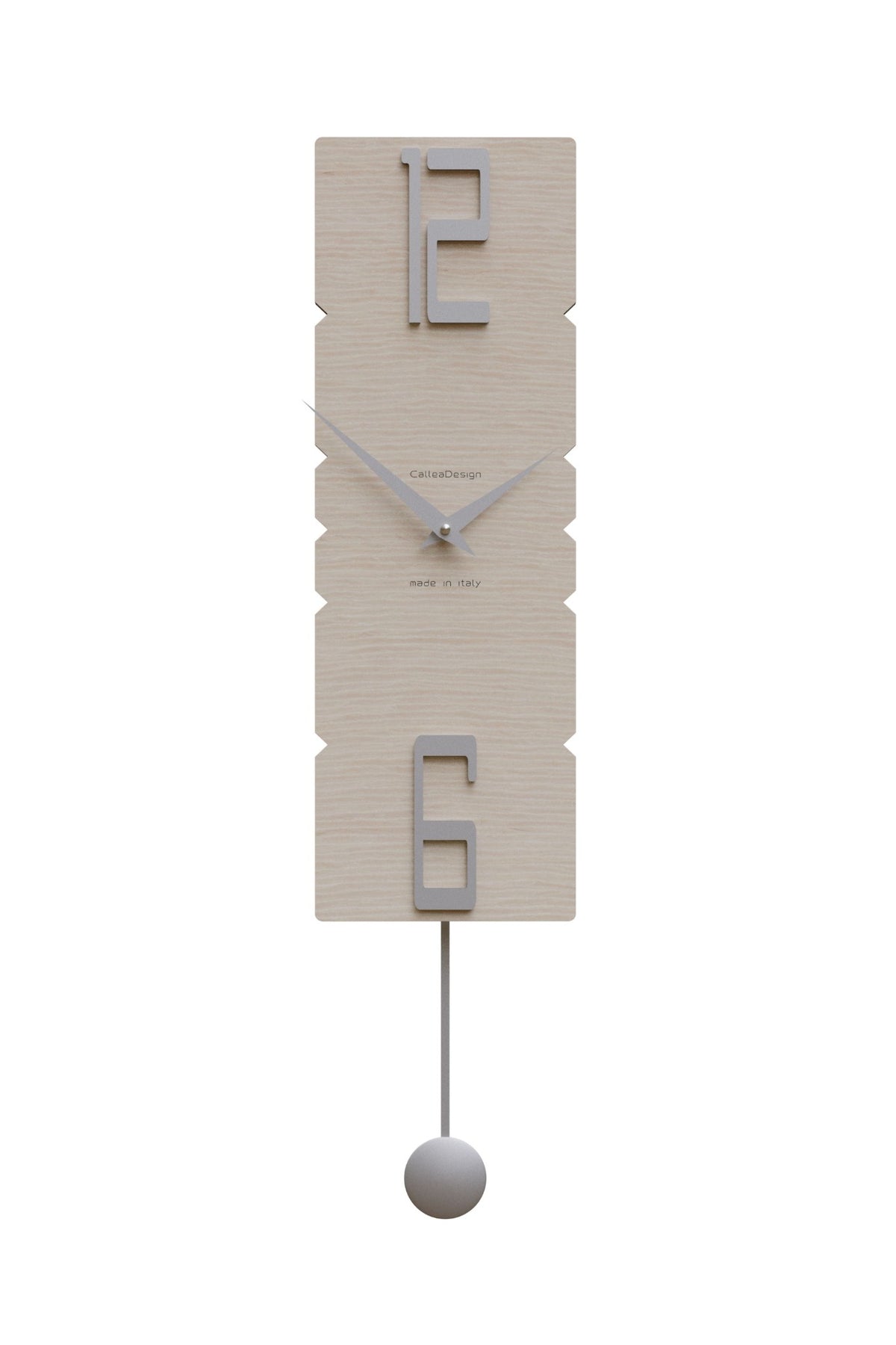 CalleaDesign Rock pendulum wall clock in Pickled Oak wood-effect finish