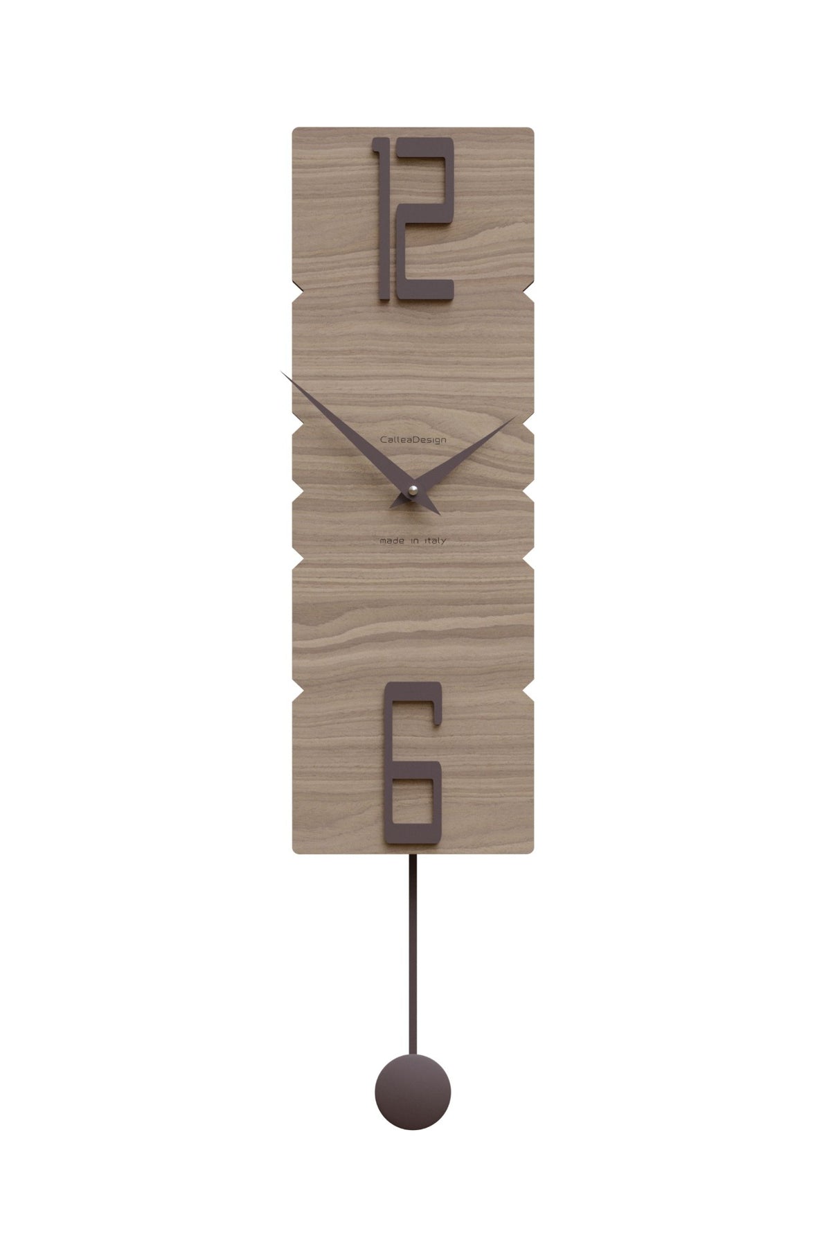 CalleaDesign Rock pendulum wall clock in Black Walnut wood-effect finish