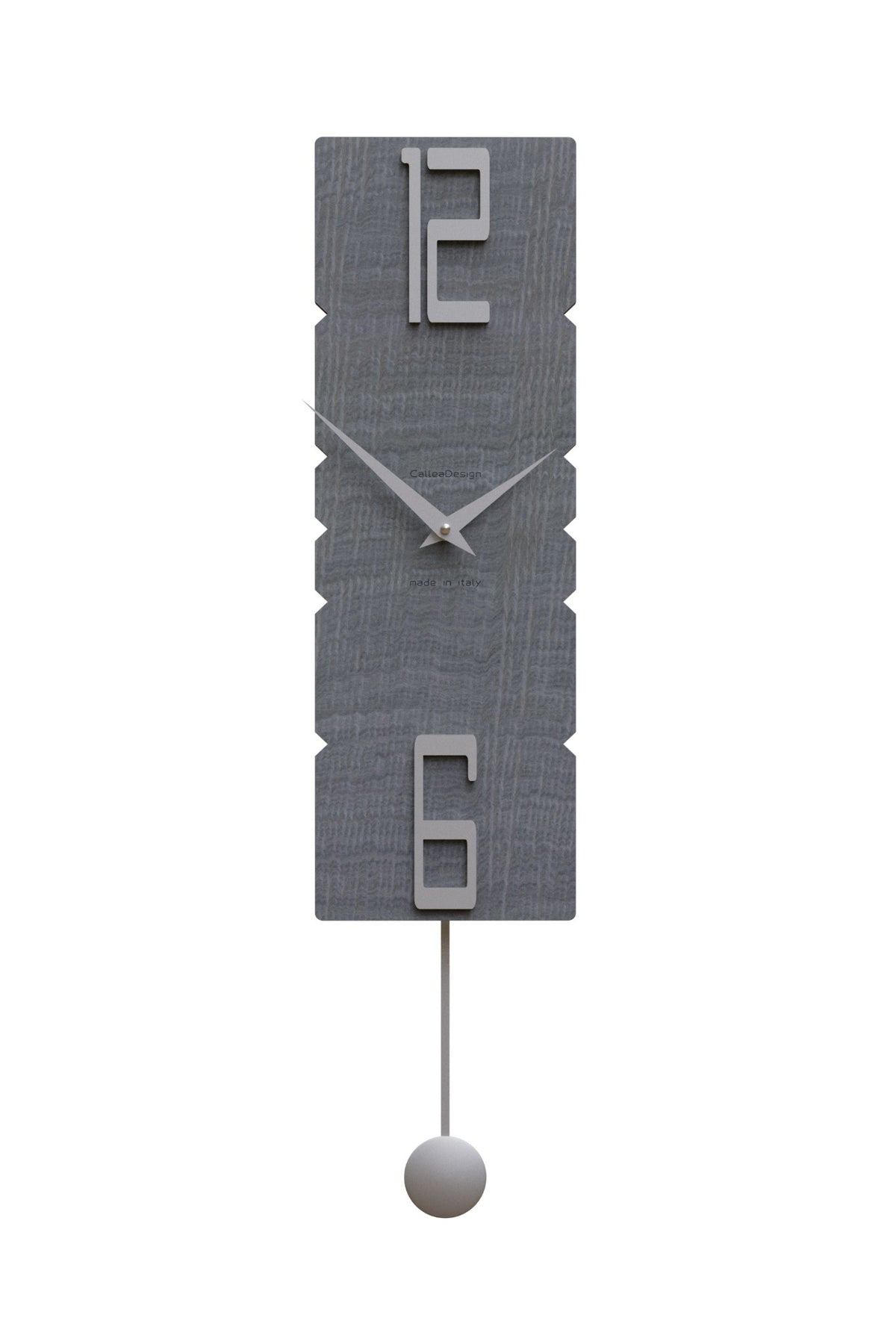 CalleaDesign Rock pendulum wall clock in Grey Burl wood-effect finish