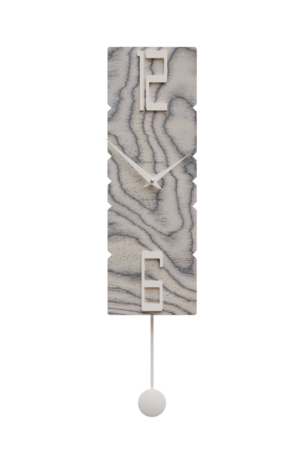 CalleaDesign Rock pendulum wall clock in Grey Sottsass wood-effect finish