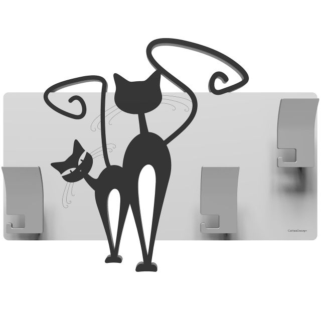 Wandgarderobe mit Katzen schwarz