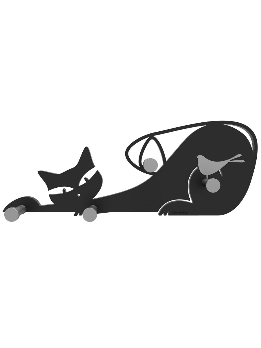 Wandgarderobe Katze schwarz