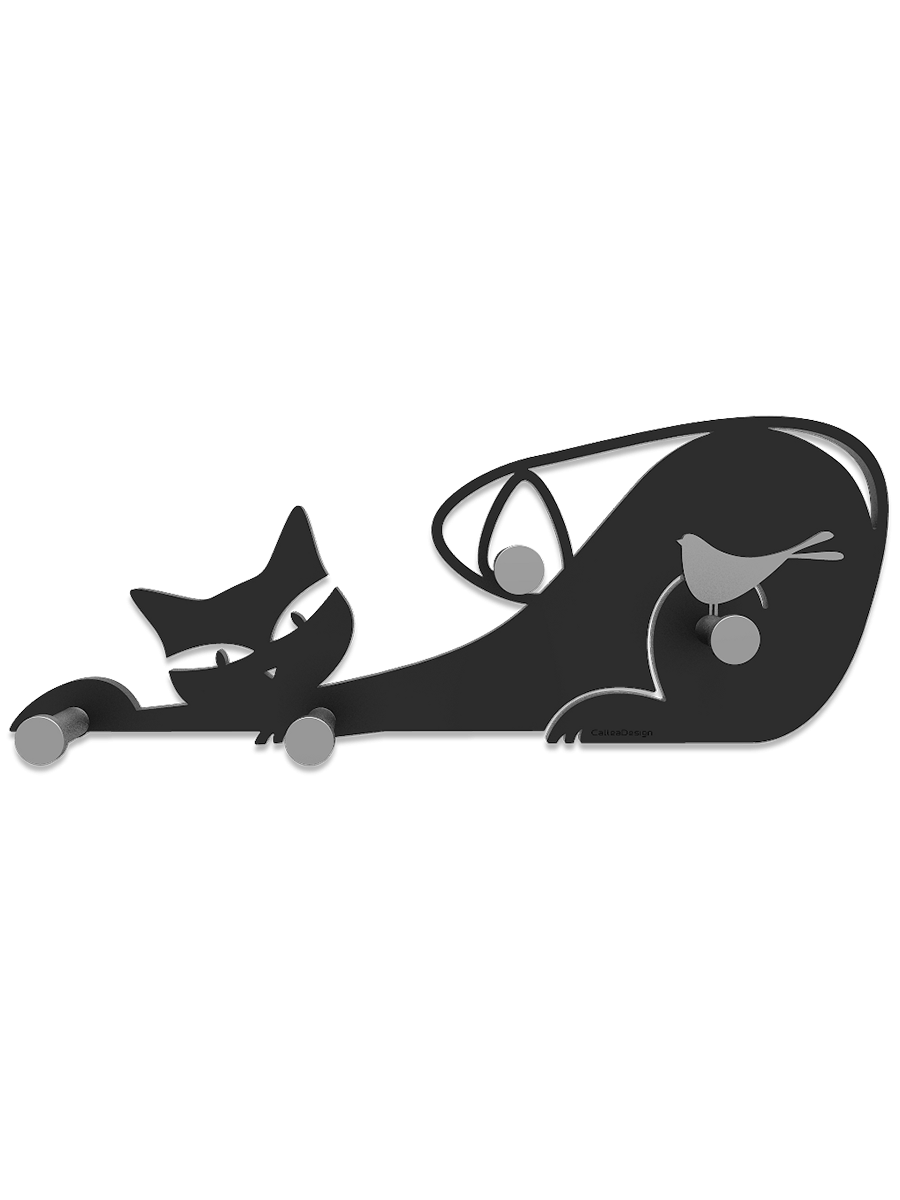 Wandgarderobe Katze - schwarz