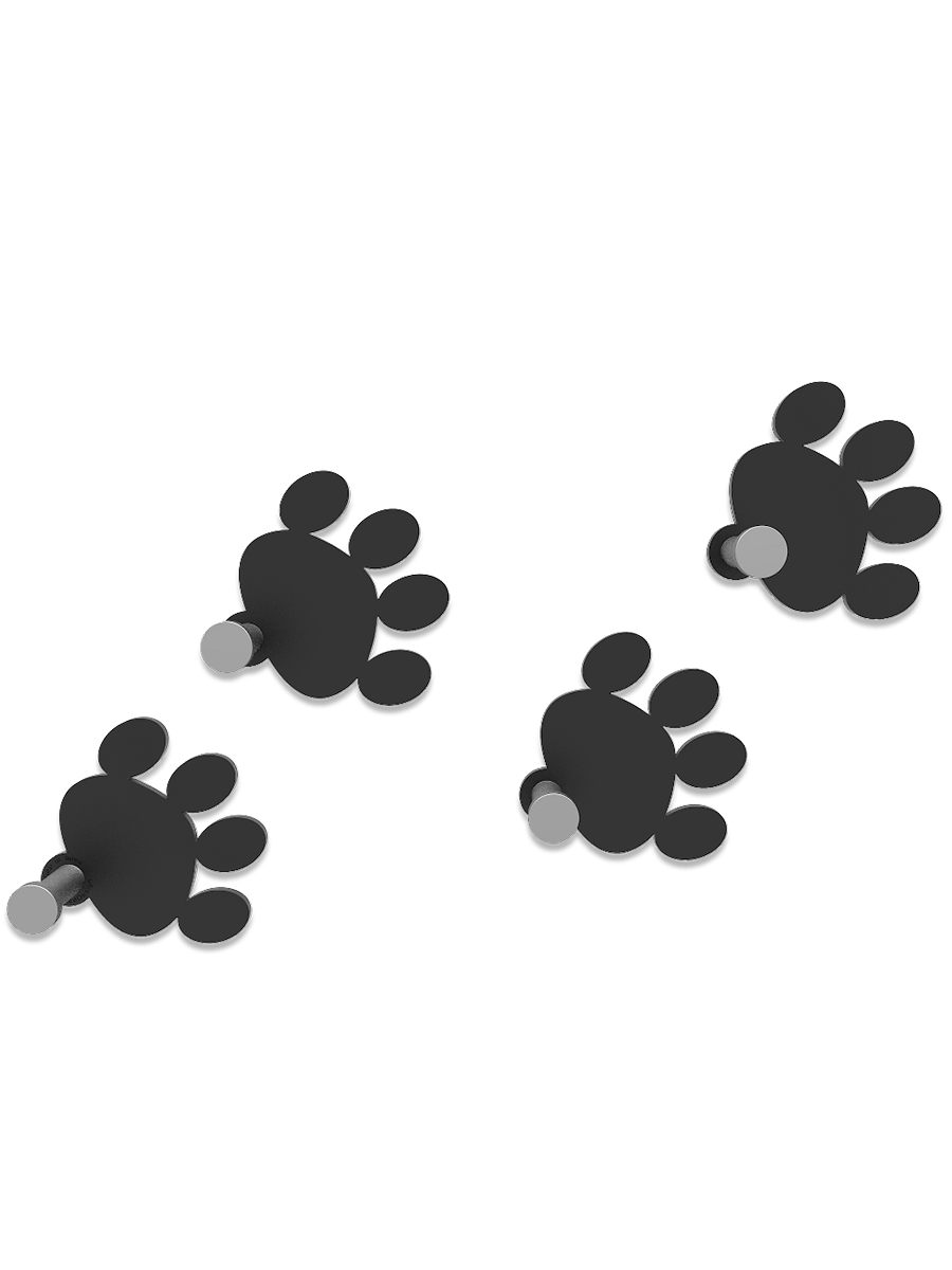Wandhaken katzen Fußabdrücke - schwarz